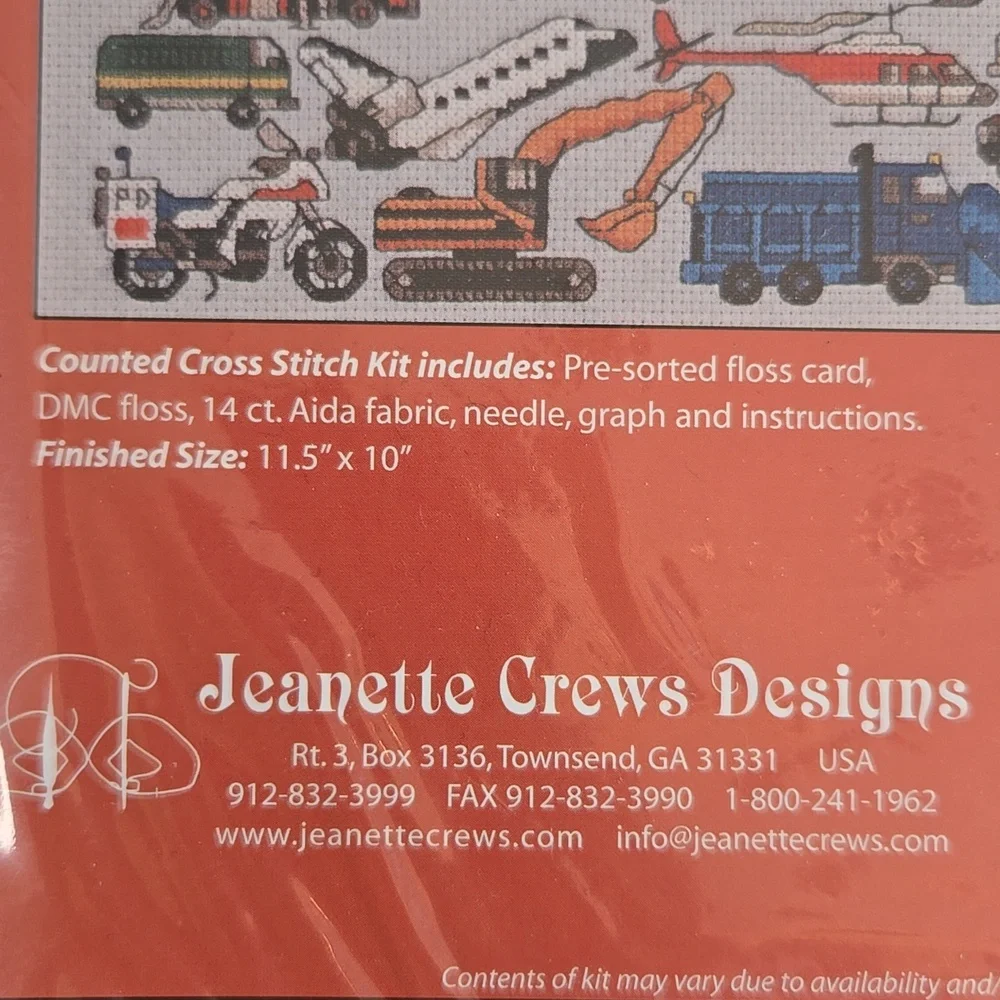 NWT Counted Cross Stitch Kit Trucks Cars Boats Space Shuttle Helicopters